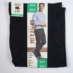 Copper and Oak Supply Co Mens 38x29 Black Straight Fit Tech Utility Pants
